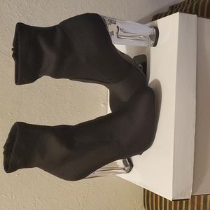 Bamboo 6.5 Black Clear Heeled Booties